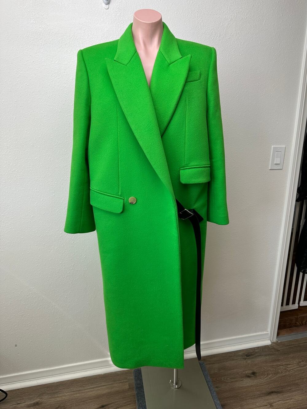 Alexander McQueen Lime Green Fitted Wool Coat Made in Italy 8